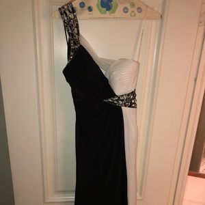 White and black prom dress